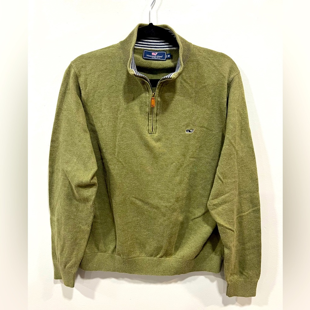 Vineyard Vine Men M 1/4 Zip Cotton Sweater Pullover Mock Neck
